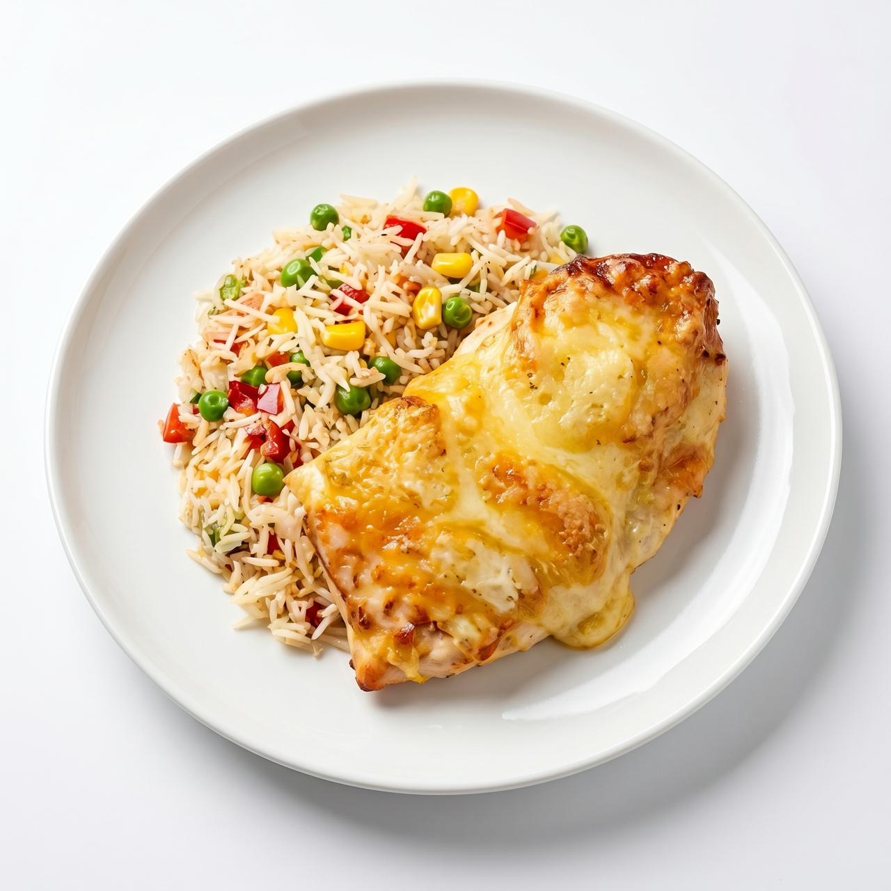Куриная грудка с сыром и томатами с рисом Басмати