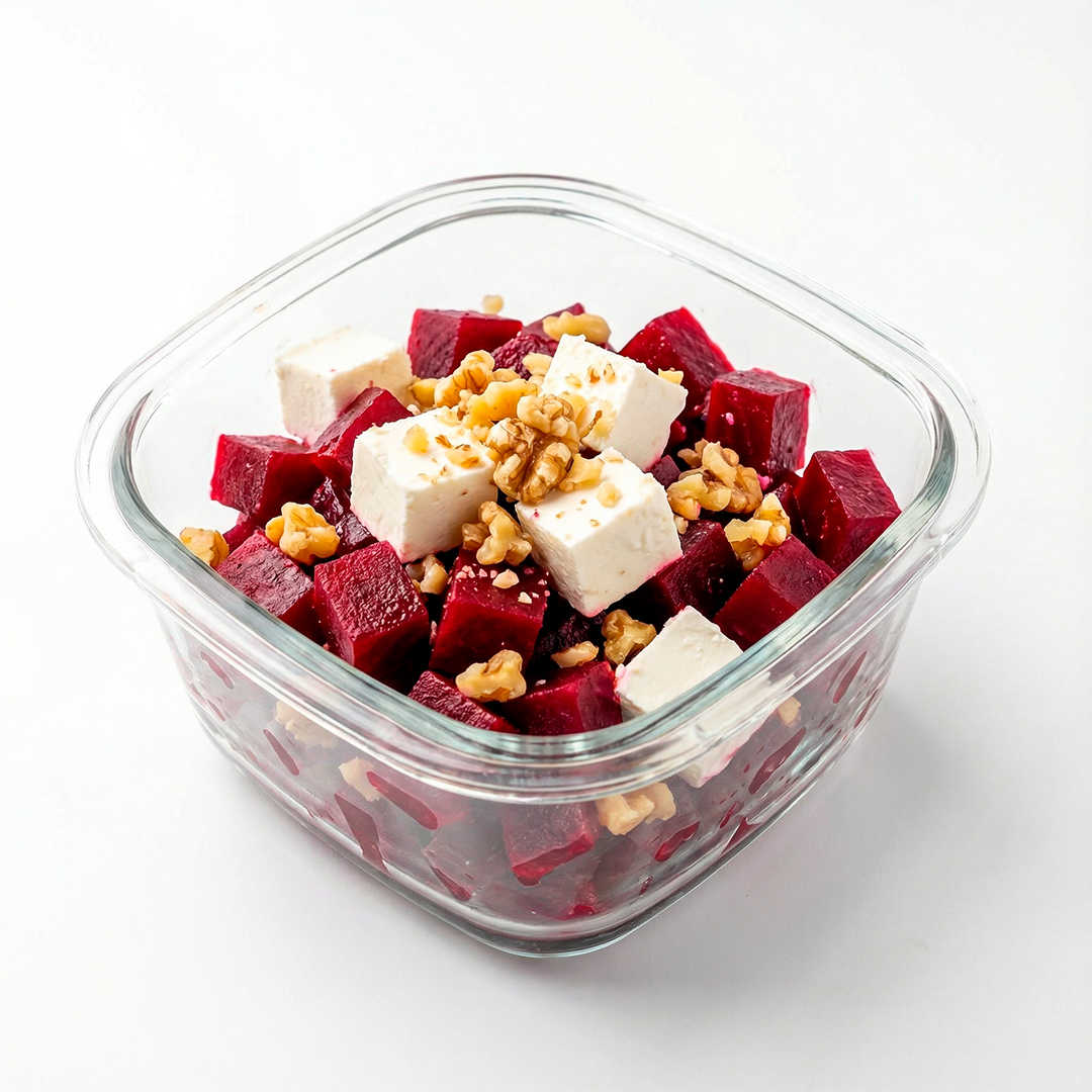 Салат из свеклы с сыром фета и соусом песто